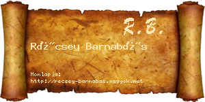 Récsey Barnabás névjegykártya